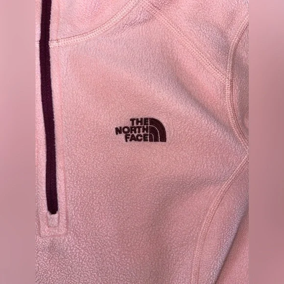 North Face || women’s 1/4 zip up Baby Pink Fleece Pullover size Small - Picture 3 of 8